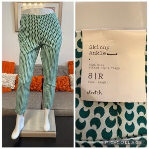 ❣️🆕A New Day Womens Green Geo Print High-Rise Slim Fit Stretch Ankle Pants❣️